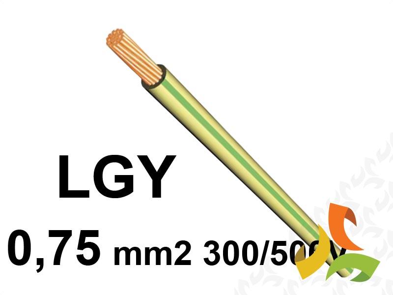 Przewód LGY 0,75 mm2 zielono-żółty (300/500V) jednożyłowy linka (krązki 100m) 5907702813554 ELEKTROKABEL