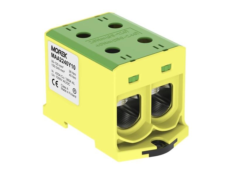 Zacisk uniwersalny OTL240-2 kolor żółto-zielony 2xAl/Cu 35-240mm2 1000V MAA2240Y10 MOREK