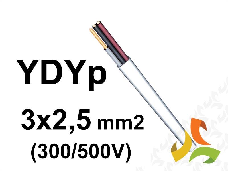 Przewód YDYpżo 3x2,5 mm2 (300/500V) instalacyjny płaski (krążki 100m) cięty na metry 112-m DAMIR