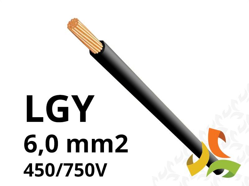 Przewód LGY 6,0 mm2 czarny (450/750V) jednożyłowy linka (krążki 100m) PC0201310 EKSA-0