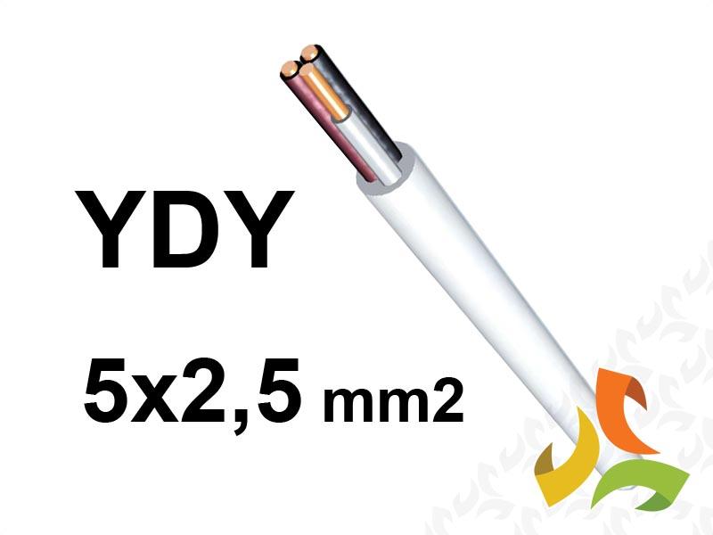Przewód YDY 5x2,5 mm2 (450/750V) instalacyjny okrągły biały (krążki 100m) PC0407101 EKSA-0