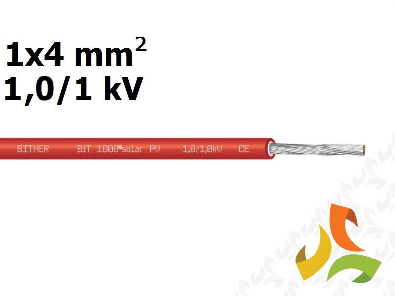 Kabel przewód solarny do instalacji fotowoltaicznych 1x4 mm2 1,0/1,0kV BiT 1000 Solar PV czerwony S68350.05 BITNER